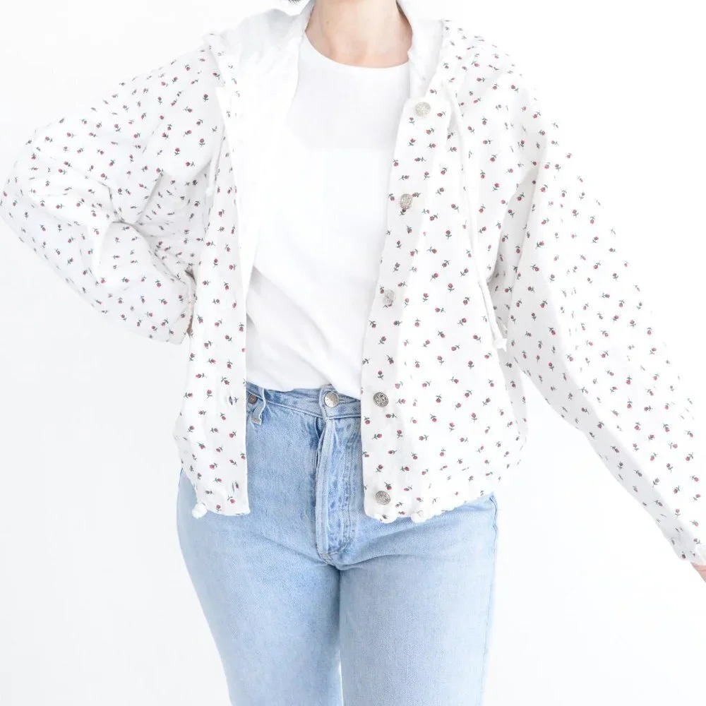 Floral White Bomber Jacket